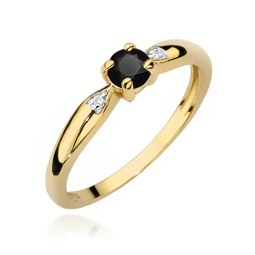 Złoty pierścionek z czarnym brylantem 0,12ct W0469