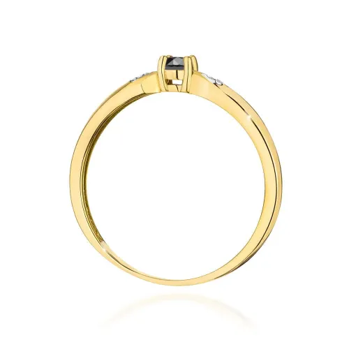 Złoty pierścionek z czarnym brylantem 0,12ct W0469