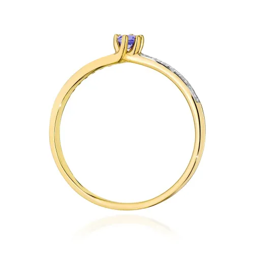 Złoty pierścionek z tanzanitem 0,15ct i brylantami 0,07ct W0459