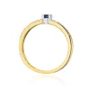 Złoty pierścionek z szafirem 0,15ct i brylantami 0,05ct W0288