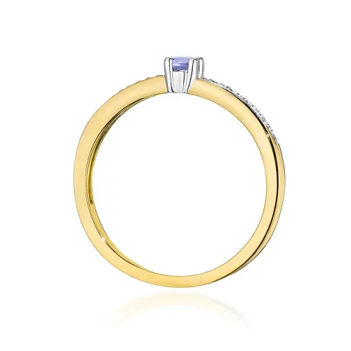 Złoty pierścionek z tanzanitem 0,15ct i brylantami 0,05ct W0288