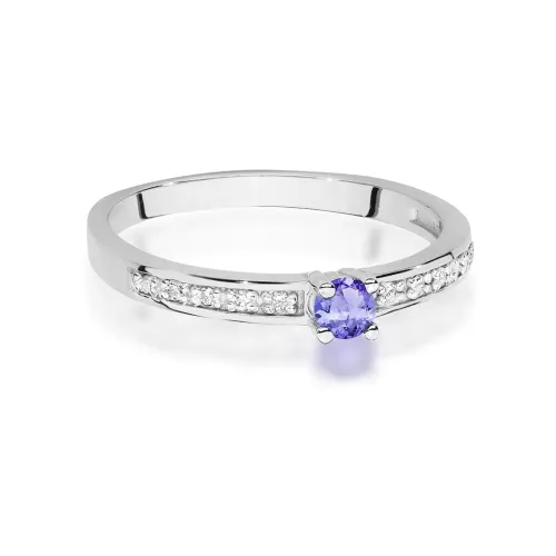 Złoty pierścionek z tanzanitem 0,15ct i brylantami 0,05ct W0288