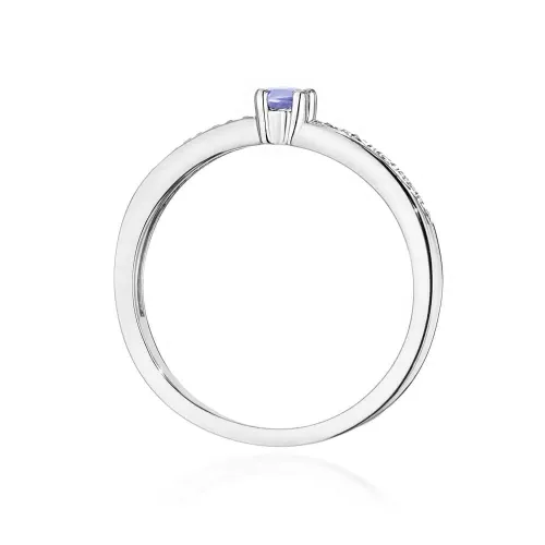 Złoty pierścionek z tanzanitem 0,15ct i brylantami 0,05ct W0288