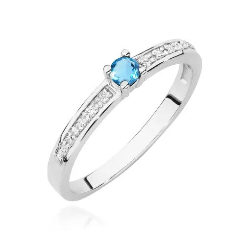 Pierścionek z białego złota z topazem 0,15ct i brylantami 0,05ct W0288