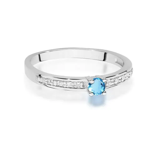 Pierścionek z białego złota z topazem 0,15ct i brylantami 0,05ct W0288