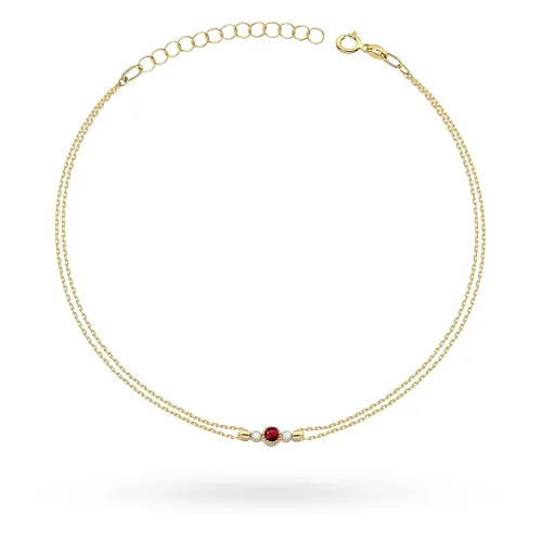 Złota bransoletka z rubinem 0,15ct i brylantami 0,029ct B0005