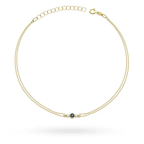Złota bransoletka z szafirem 0,15ct i brylantami 0,029ct B0005