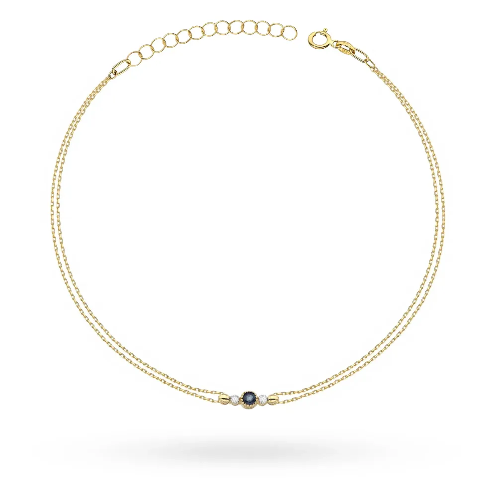 Złota bransoletka z szafirem 0,15ct i brylantami 0,029ct B0005