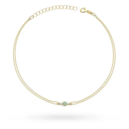 Złota bransoletka ze szmaragdem 0,15ct i brylantami 0,029ct B0005