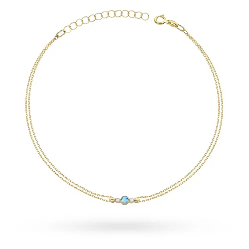 Złota bransoletka z topazem 0,15ct i brylantami 0,029ct B0005