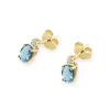 Złote kolczyki z topazem london blue 1,00ct i brylantami 0,029ct K0001