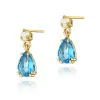 Złote kolczyki z topazem 1,8ct i brylantami 0,04ct K0006