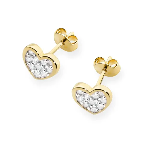 Złote kolczyki serduszka z brylantami 0,172ct K0021