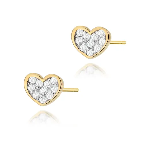 Złote kolczyki serduszka z brylantami 0,172ct K0021