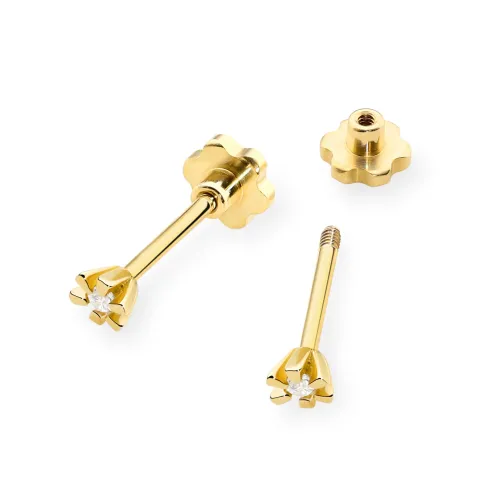 Złote kolczyki z brylantami 0,04ct K0029