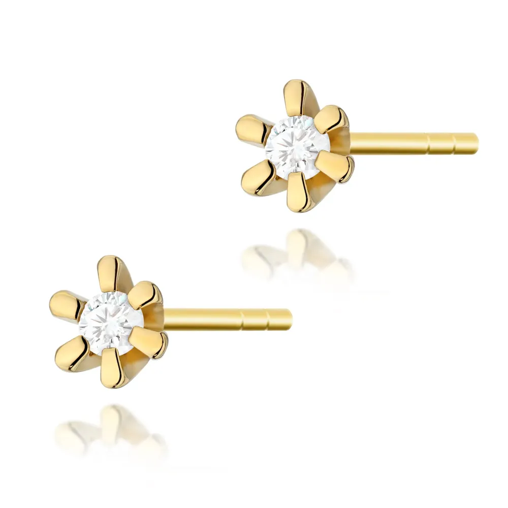 Złote kolczyki z brylantami 0,04ct K0029