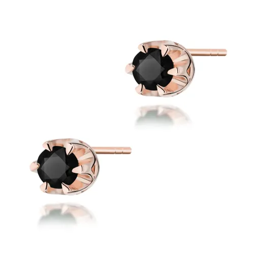 Złote kolczyki z czarnym diamentem 0,24ct K0032