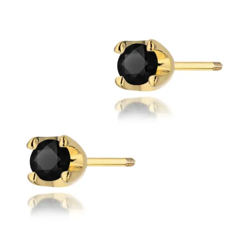 Złote kolczyki z czarnym diamentem 0,24ct K0034