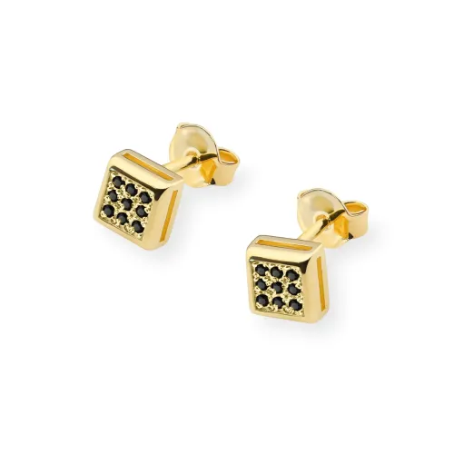 Złote kolczyki z czarnymi diamentami 0,09ct K0036