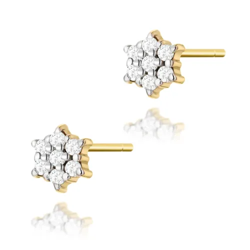 Złote kolczyki gwiazdki z brylantami 0,12ct K0039