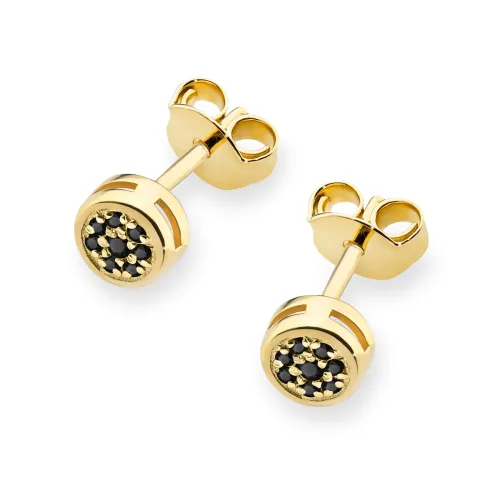 Złote kolczyki z czarnymi diamentami 0,08ct K0041