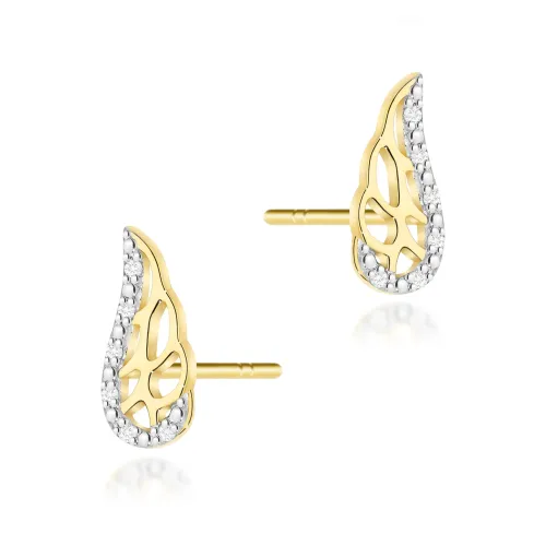 Złote kolczyki skrzydła z brylantami 0,06ct K0043