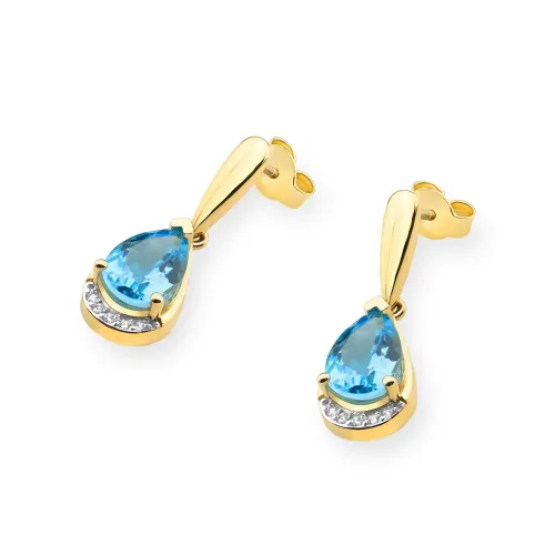 Złote kolczyki z topazem 2,80ct i brylantami 0,05ct K0051