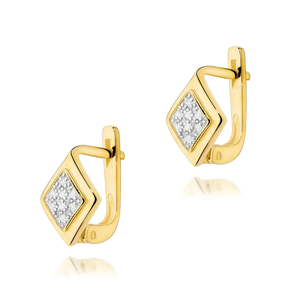 Złote kolczyki z brylantami 0,08ct K0052