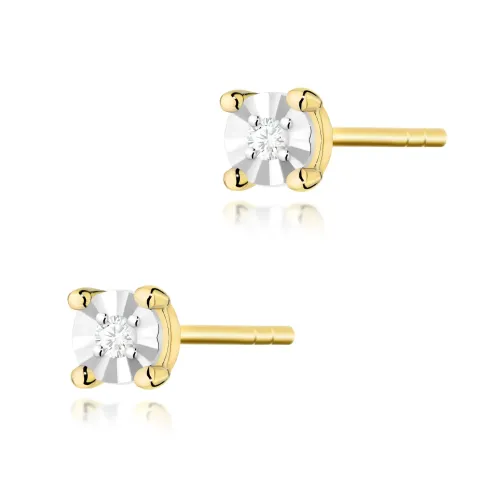 Złote kolczyki z brylantami 0,02ct K0058