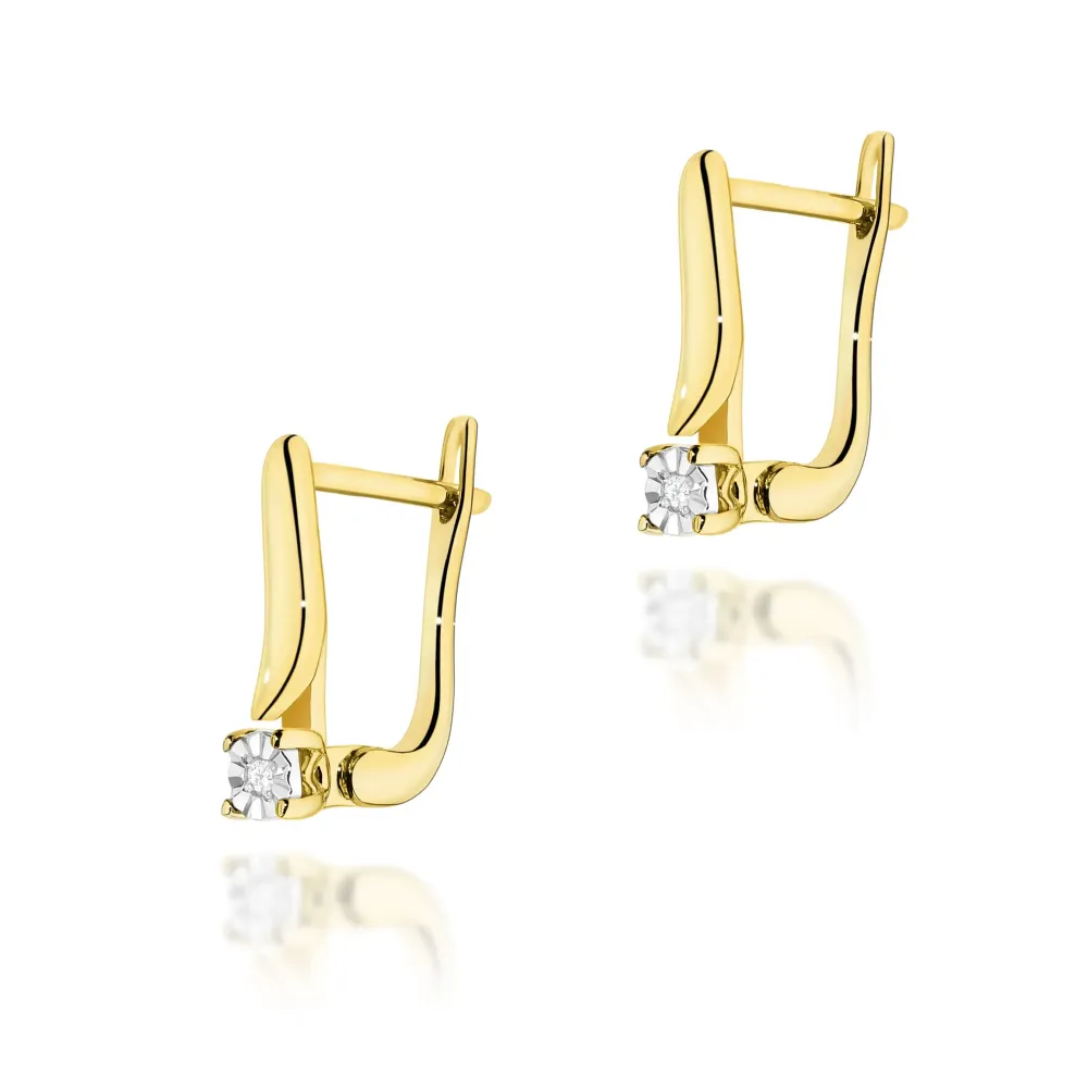 Złote kolczyki z brylantami 0,02ct K0065