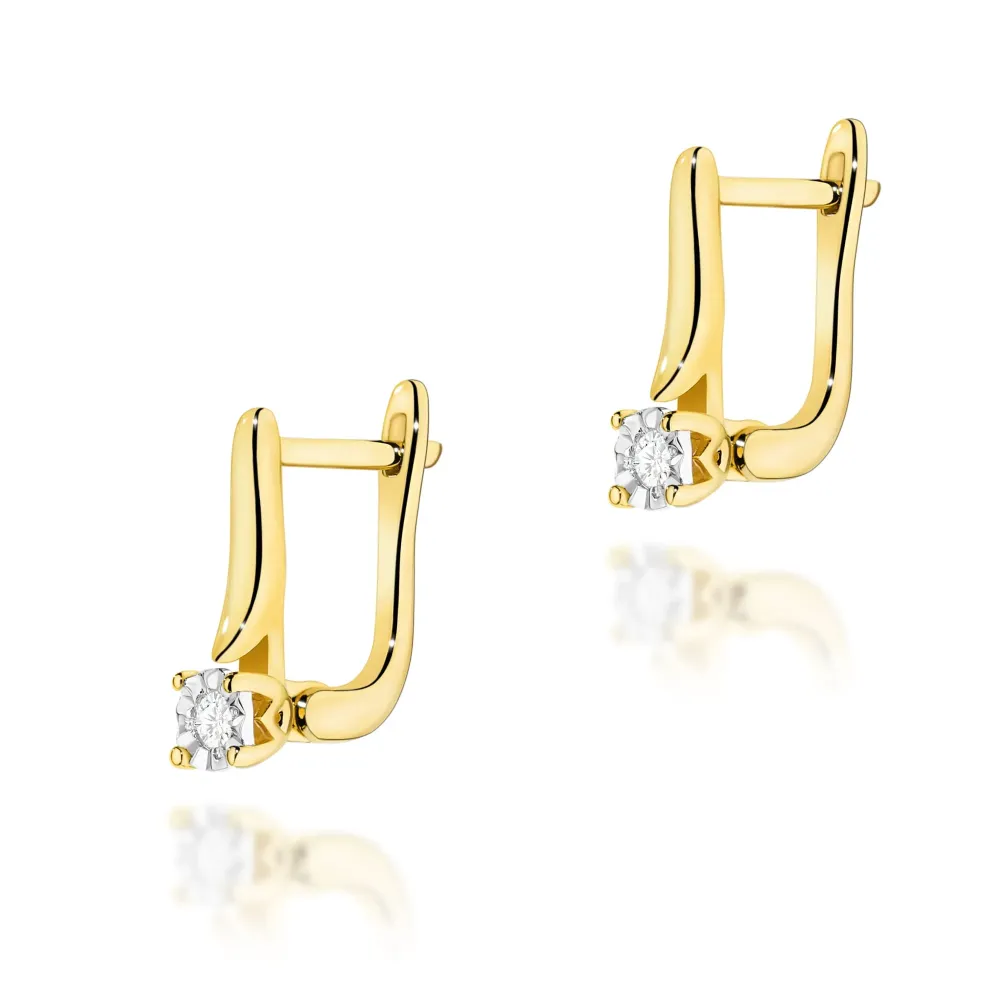 Złote kolczyki z brylantami 0,06ct K0065