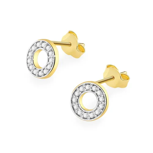 Złote kolczyki kółeczka z brylantami 0,13ct K0070
