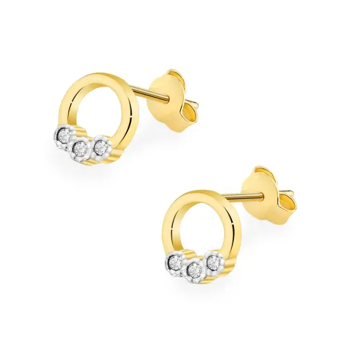 Złote kolczyki kółeczka z brylantami 0,05ct K0072