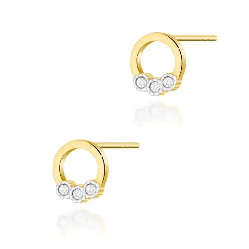 Złote kolczyki kółeczka z brylantami 0,05ct K0072