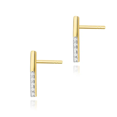 Złote proste kolczyki z diamentami 0,05ct K0077
