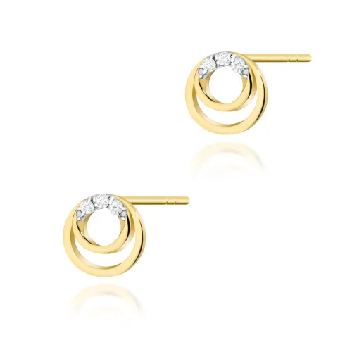 Złote kolczyki kółeczka z brylantami 0,03ct K0078