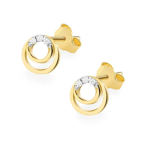 Złote kolczyki kółeczka z brylantami 0,03ct K0078