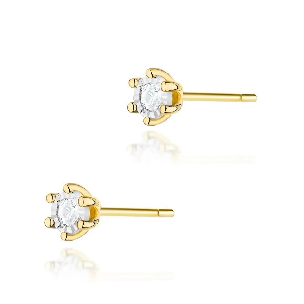 Złote kolczyki z brylantami 0,16ct K0222