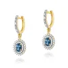 Złote kolczyki z topazem London Blue 1,00ct i brylantami 0,442ct K0303