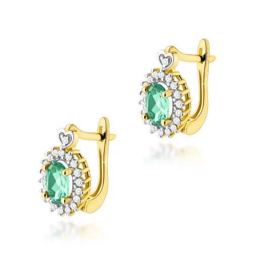 Złote kolczyki ze szmaragdem 0,80ct i brylantami 0,19ct K0312