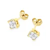 Złote kolczyki kwadraty z brylantami 0,16ct K0402