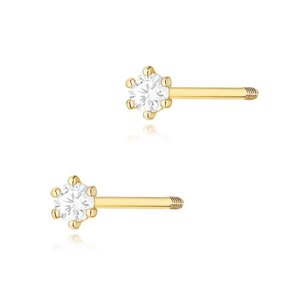 Złote kolczyki z brylantami 0,08ct K0501