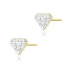 Złote kolczyki w kształcie diamentów z brylantami 0,10ct K0504