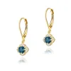 Złote kolczyki z topazem London Blue 0,60ct i brylantami 0,12ct K0571