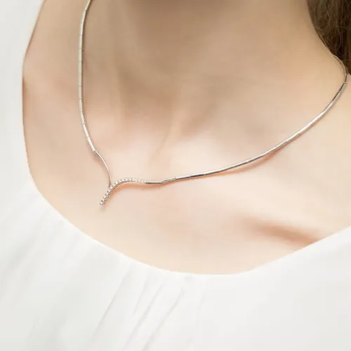 Naszyjnik z białego złota z brylantami 0,16ct N0073