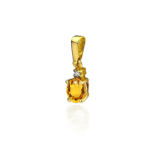 Złota zawieszka z cytrynem 0,60ct i brylantem 0,0145ct Z0001