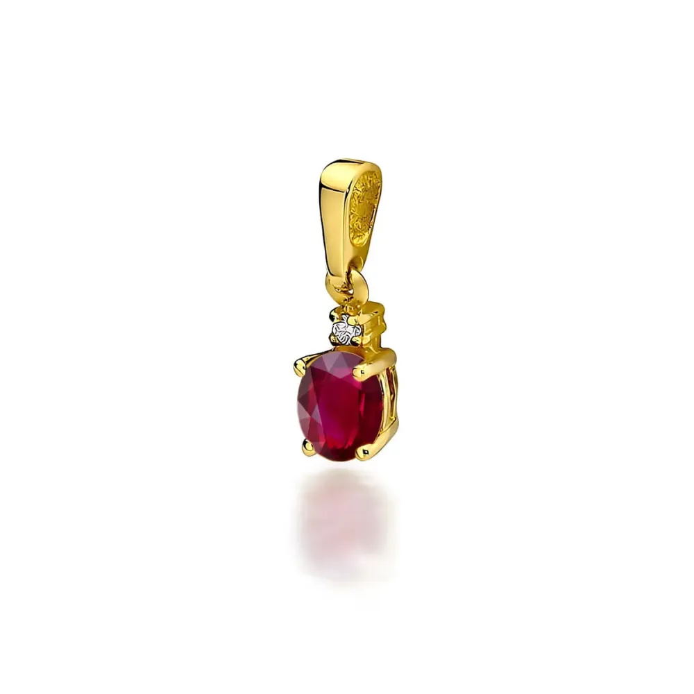 Złota zawieszka z rubinem 0,60ct i brylantami 0,0145ct Z0001