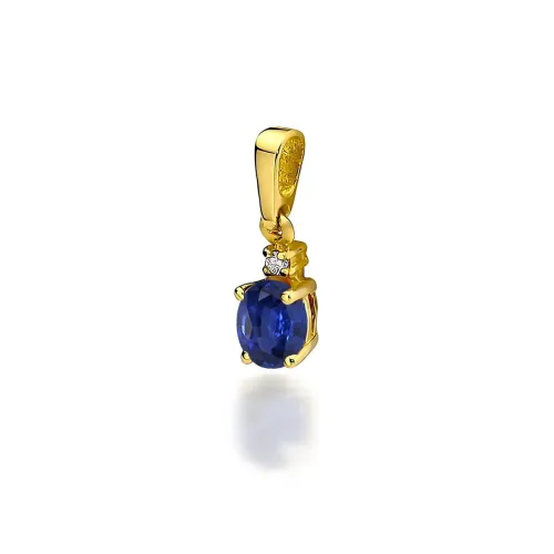 Złota zawieszka z szafirem 0,70ct i brylantem 0,0145ct Z0001