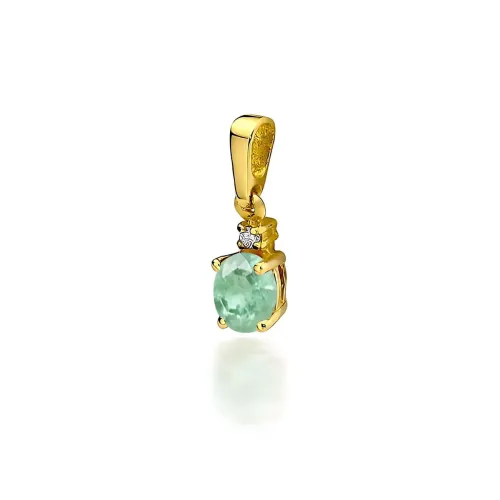 Złota zawieszka ze szmaragdem 0,40ct i brylantem 0,0145ct Z0001