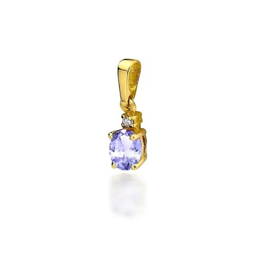 Złota zawieszka z tanzanitem 0,40ct i brylantem 0,0145ct Z0001